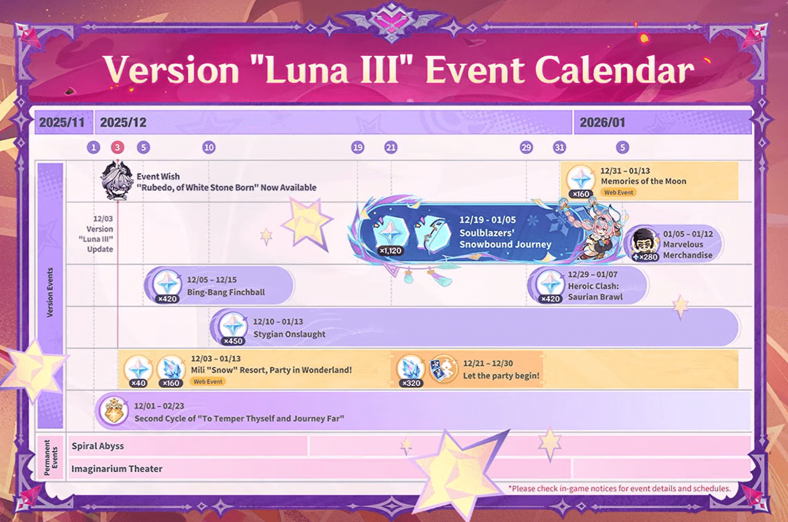 Live luna III Calendrier