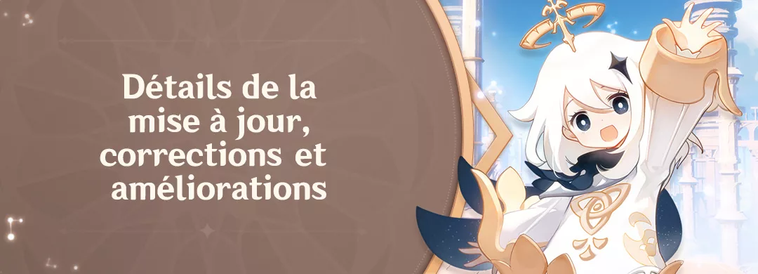 Détails de la mise à jour, corrections et améliorations