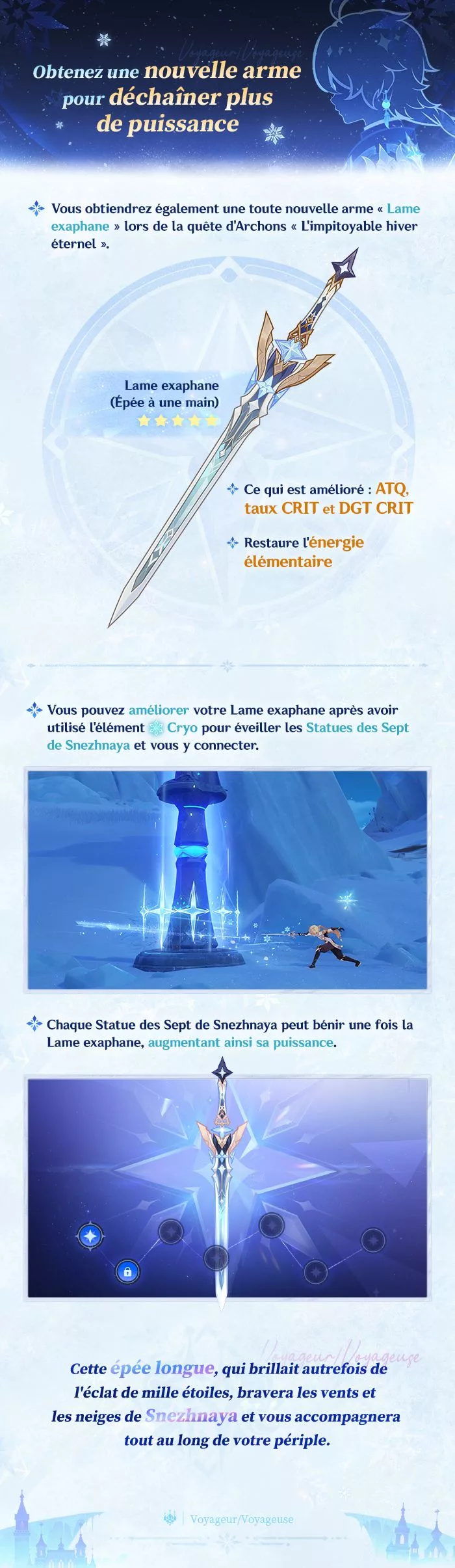 Entrez en résonance avec l'élément Cryo ! - Progressez dans la quête d'Archons pour obtenir une arme 5 étoiles