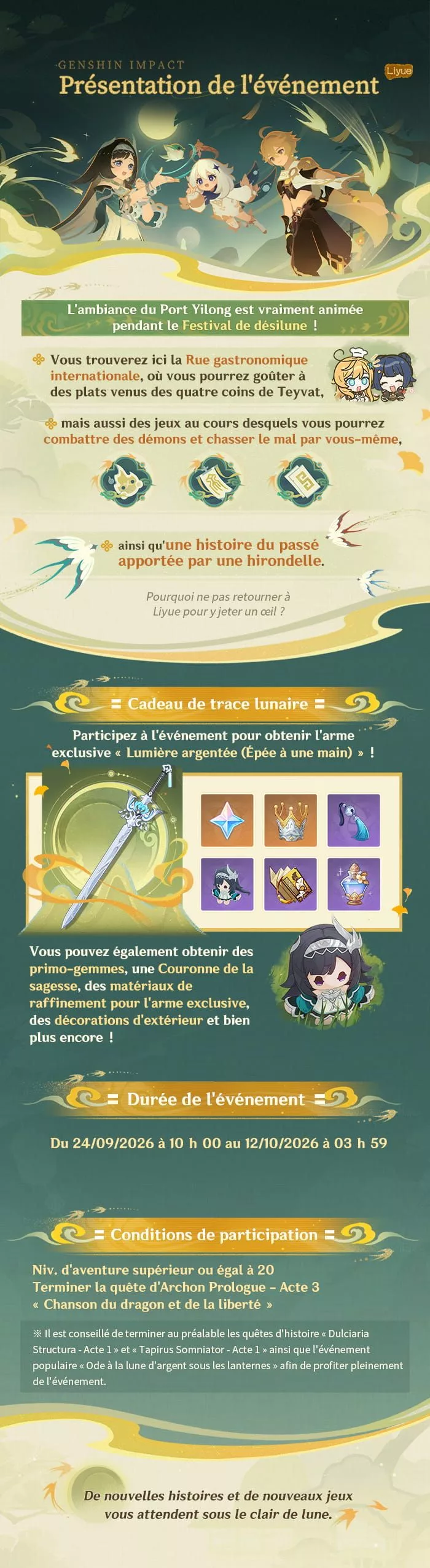 Présentation de l'événement « L'argentée à la poursuite de la lune » : Participez à l'événement pour obtenir une arme exclusive !