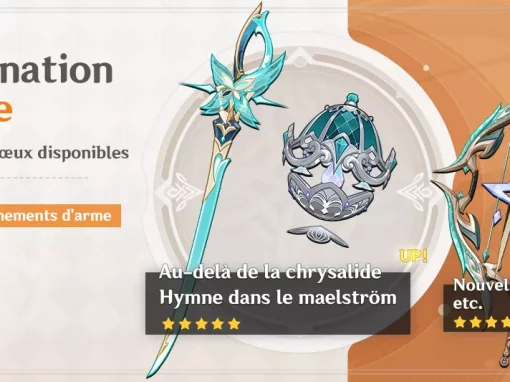 Vœux « Incarnation divine » : taux d’obtention boosté pour Au-delà de la chrysalide (Épée à une main) et Hymne dans le maelström (Catalyseur) ! Vœux « Incarnation divine » : taux d’obtention boosté pour Au-delà de la chrysalide (Épée à une main) et Hymne dans le maelström (Catalyseur) !